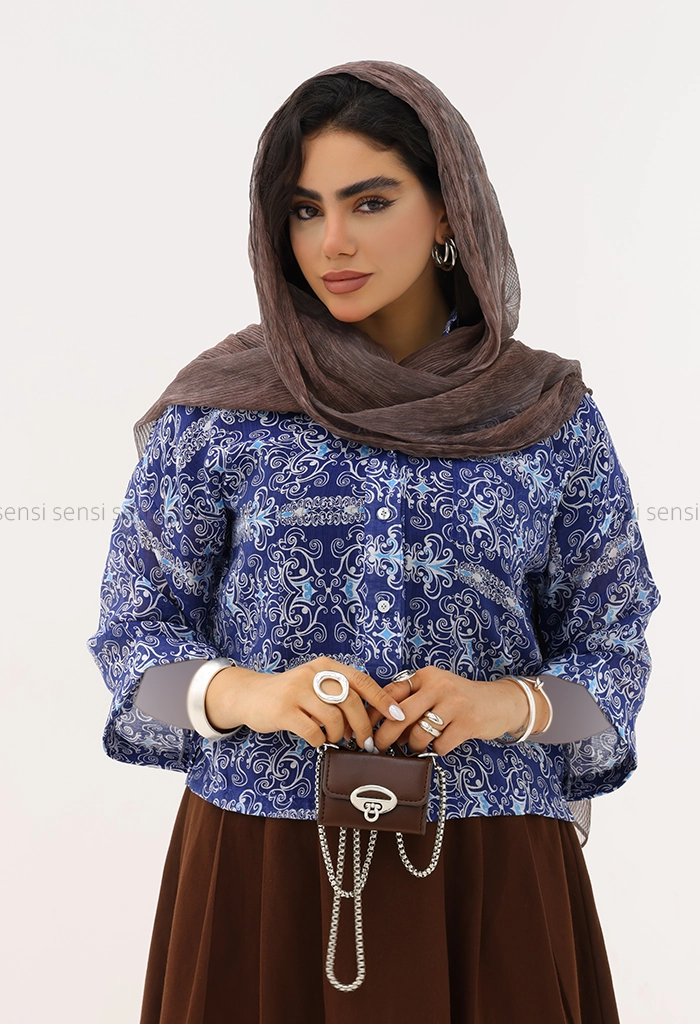 شومیز زنانه شیشه ای طرح دار کد1006092